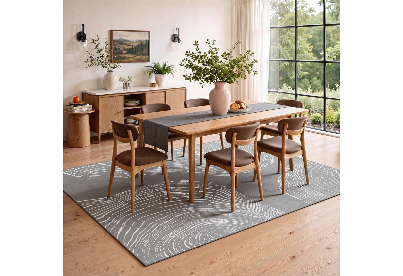 Tribesigns Teppich Waschbarer Teppich, rechteckig, rutschfest, Höhe 6 mm weichem Kurzflor, rechteckig, Höhe: 6 mm, im Boho-Beige dichte Qualität
