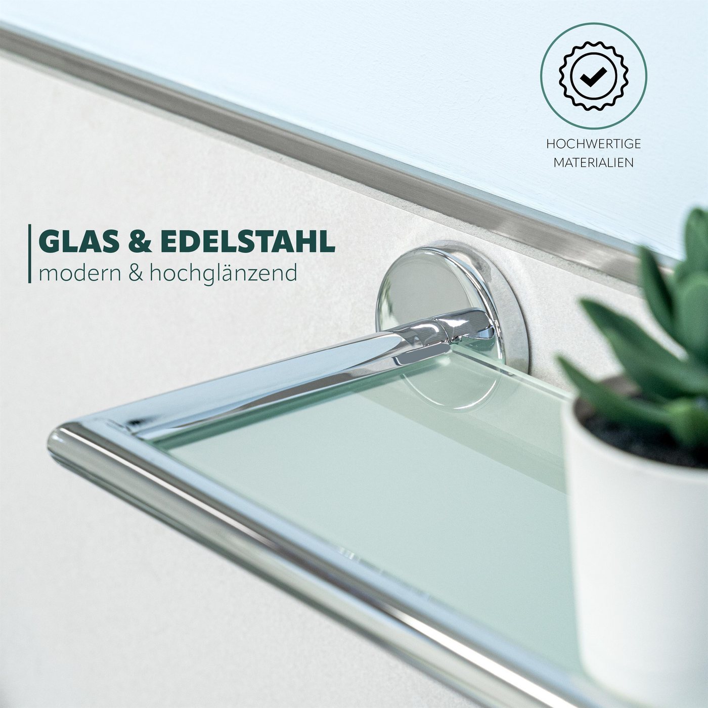 bremermann Wandregal Bad-Serie LUCENTE - mit Rahmen, aus Glas und Edelstahl, 1-tlg. Bild 5