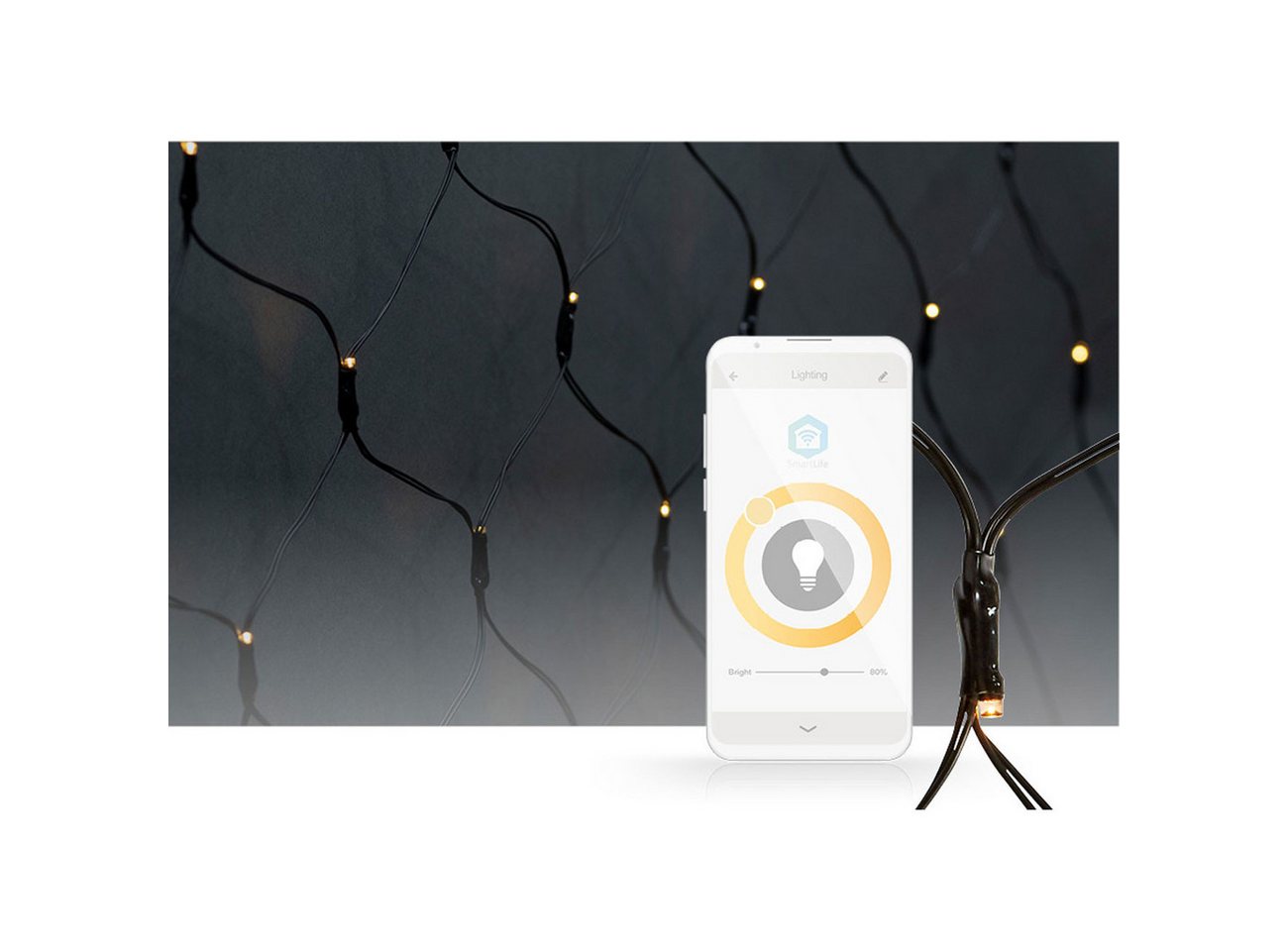 Nedis LED-Lichternetz WLAN LED Lichternetz 3x3m: Smart-Steuerung via App, Alexa & Google, Dimmbar und 7 vordefinierte Leuchtmuster Bild 2