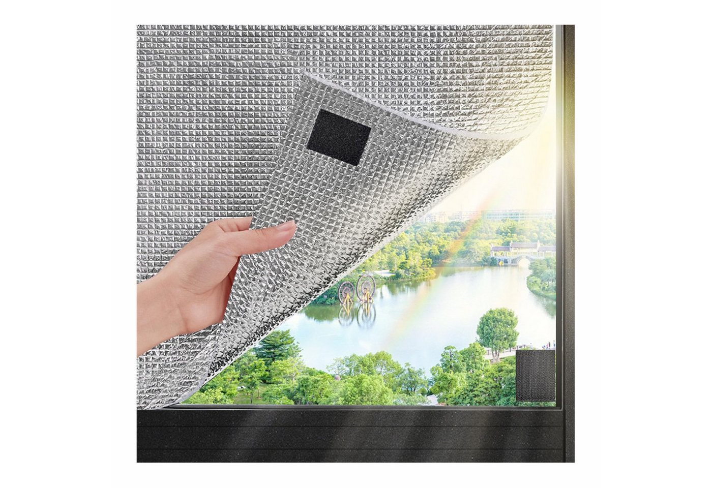 Diwzbyn Sonnenschutz-Fensterfolie Wärmedämmende Sichtschutzfolie für Fenster, verdunkelnde,Sonnenschutz, Selbstklebende Alu-Fensterfolie, UV-Schutz & Wärmedämmung Bild 3