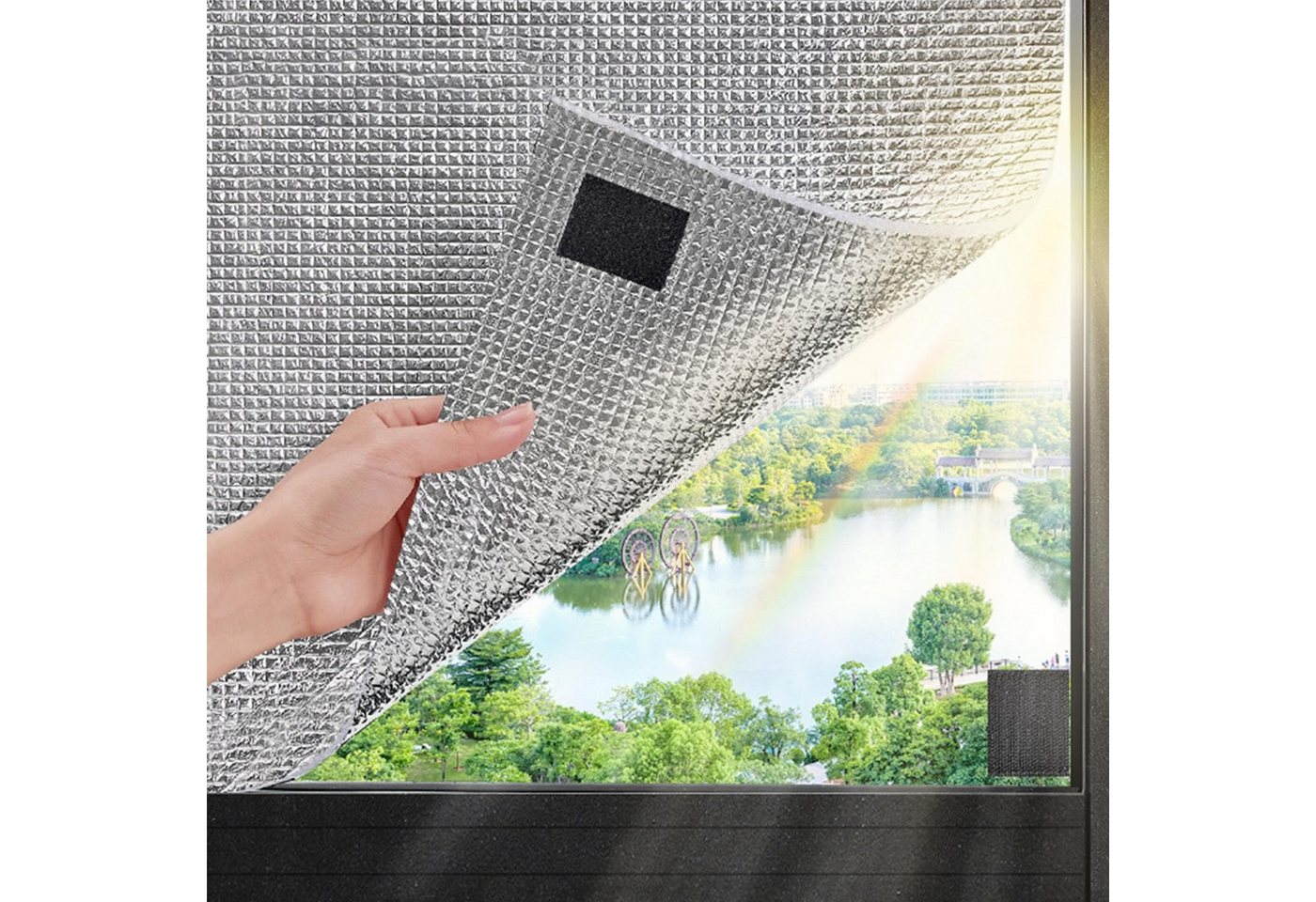 Diwzbyn Sonnenschutz-Fensterfolie Wärmedämmende Sichtschutzfolie für Fenster, verdunkelnde,Sonnenschutz, Selbstklebende Alu-Fensterfolie, UV-Schutz & Wärmedämmung Bild 5