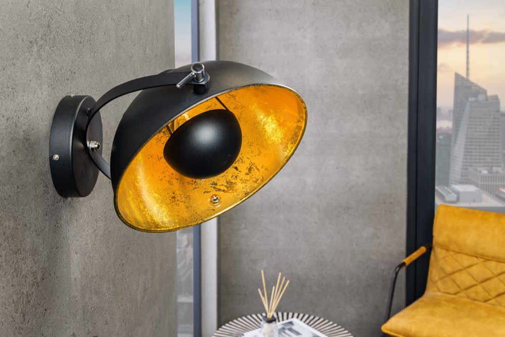 riess-ambiente Wandleuchte STUDIO 38cm schwarz / gold, ohne Leuchtmittel, Wohnzimmer · Metall · Industrial · Schlafzimmer Bild 3