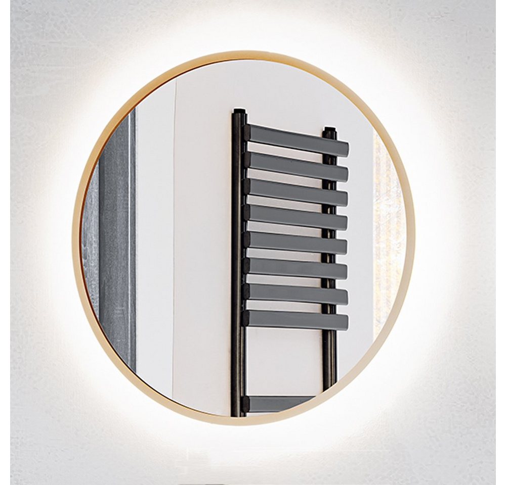 Lomadox Badmöbel-Set DURANGO-56, (Spar-Set, 3-St., LED-Spiegel Waschtisch Hochschrank), in Kaschmir und Eiche, verschiedene Griffvarianten Bild 5