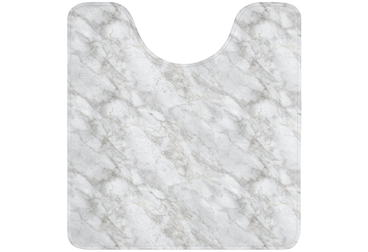 OnlyWow WC-Vorleger Grau - Weiß - Marmor, Höhe 10 mm, Polyester, U-Form, Vorleger mit Ausschnitt, Toilettenvorleger, Toilettenteppich