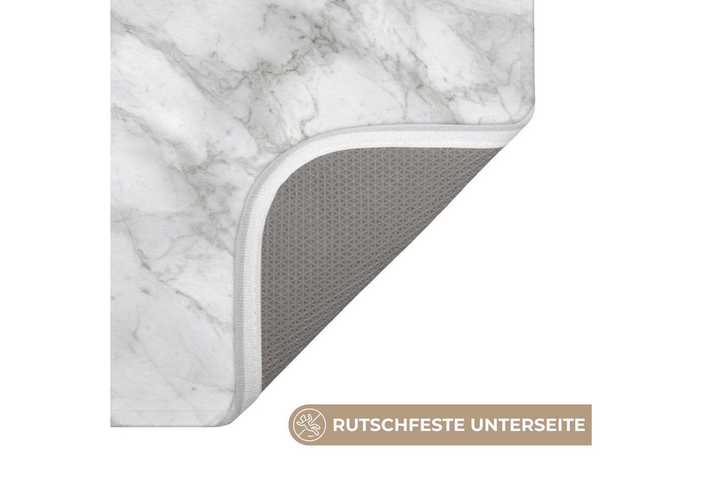 OnlyWow WC-Vorleger Grau - Weiß - Marmor, Höhe 10 mm, Polyester, U-Form, Vorleger mit Ausschnitt, Toilettenvorleger, Toilettenteppich Bild 2