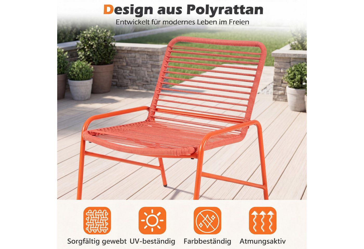 COSTWAY Balkonset, (3-tlg), Rattan Gartenmöbel Set für 2 personen Terrasse Bild 2