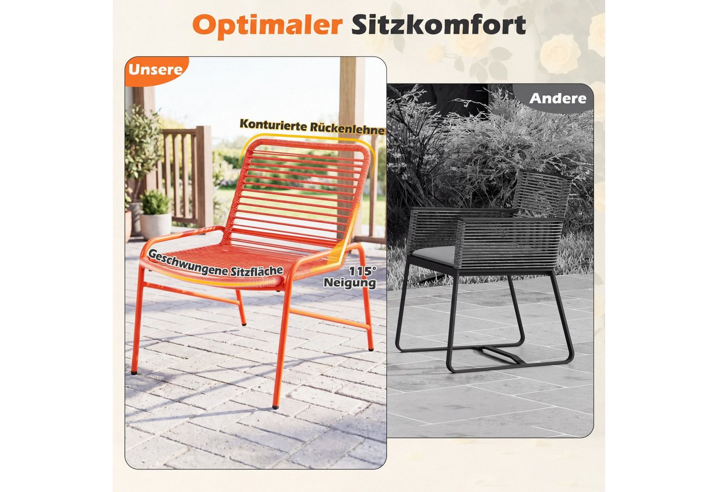 COSTWAY Balkonset, (3-tlg), Rattan Gartenmöbel Set für 2 personen Terrasse Bild 5
