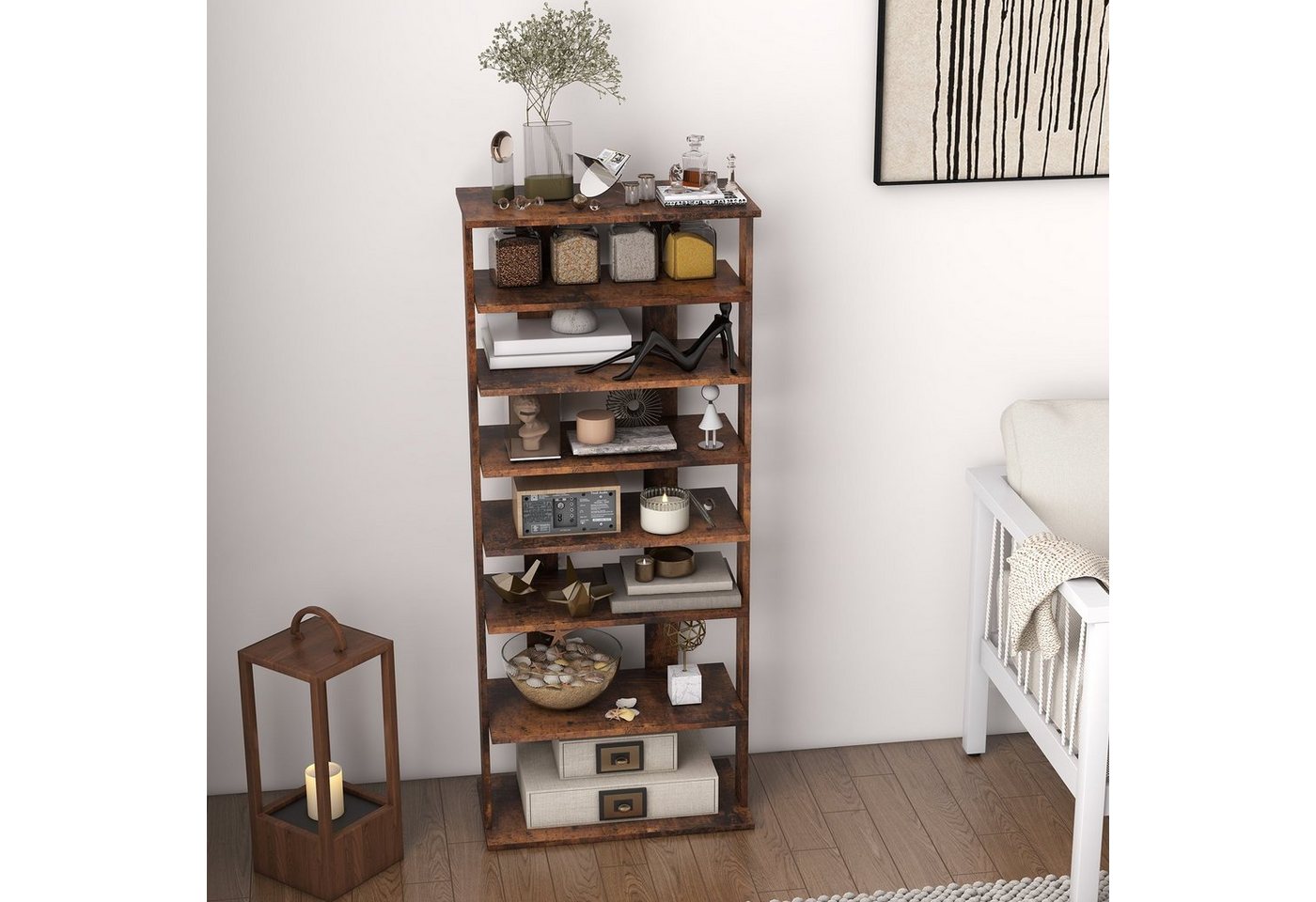 COSTWAY Schuhregal schmal 8 Ebene, mit verstellbaren Regalhöhen, 110cm