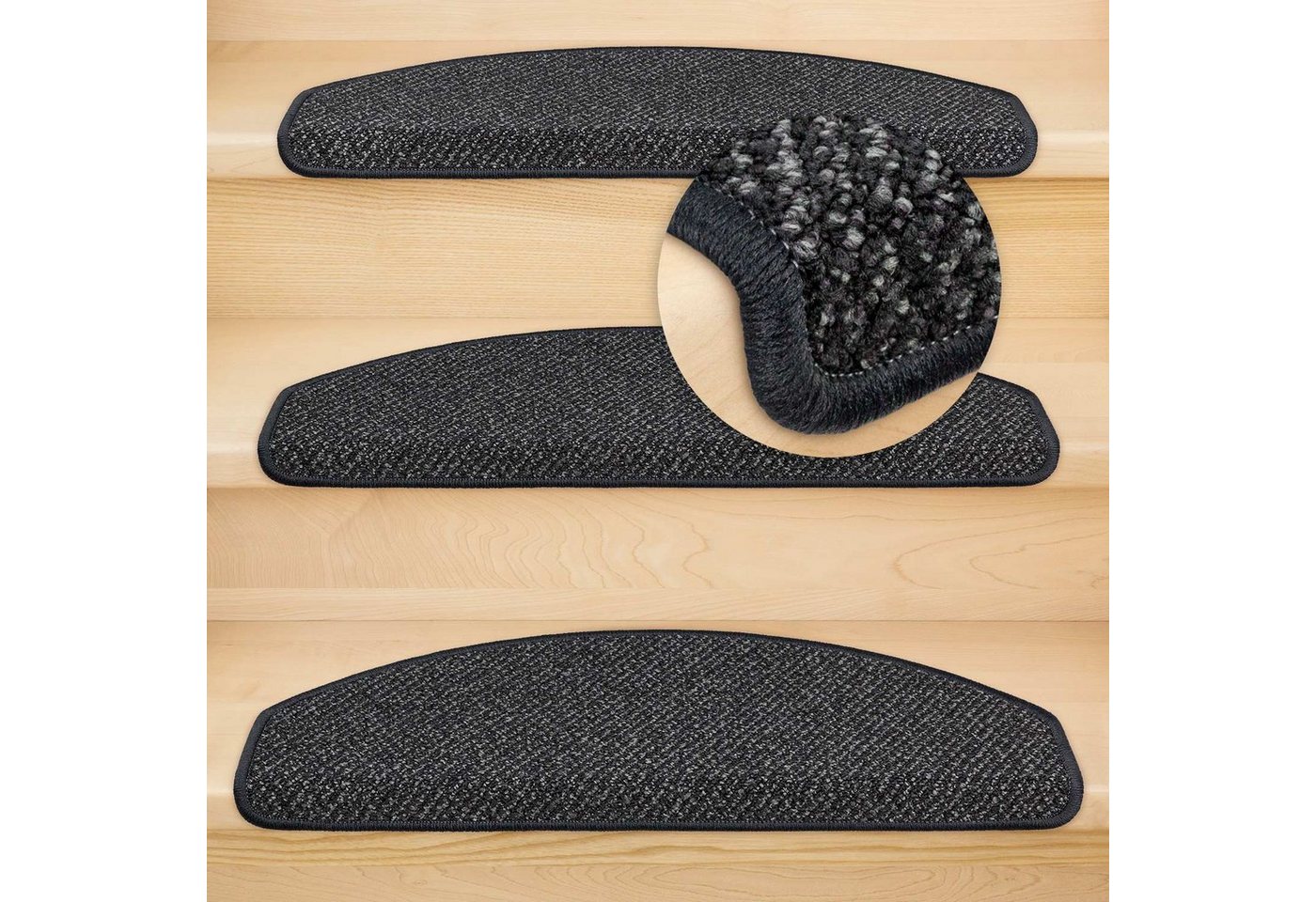 Metzker® Stufenmatte Stufenmatten DAS TEPPICHWERK Lord Halbrund, halbrund, Höhe: 8 mm, gekettelt
