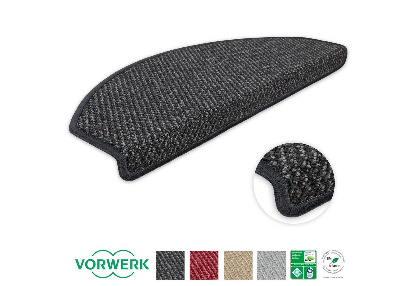 Metzker® Stufenmatte Stufenmatten DAS TEPPICHWERK Lord Halbrund, halbrund, Höhe: 8 mm, gekettelt Bild 4
