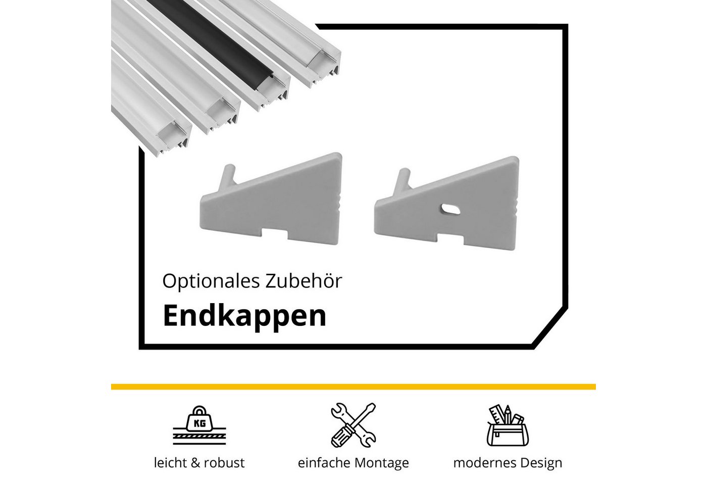 tktrading24 LED-Stripe-Profil A20 LED Profil Silber mit Abdeckung - Premium Eckprofil 30° Bild 2