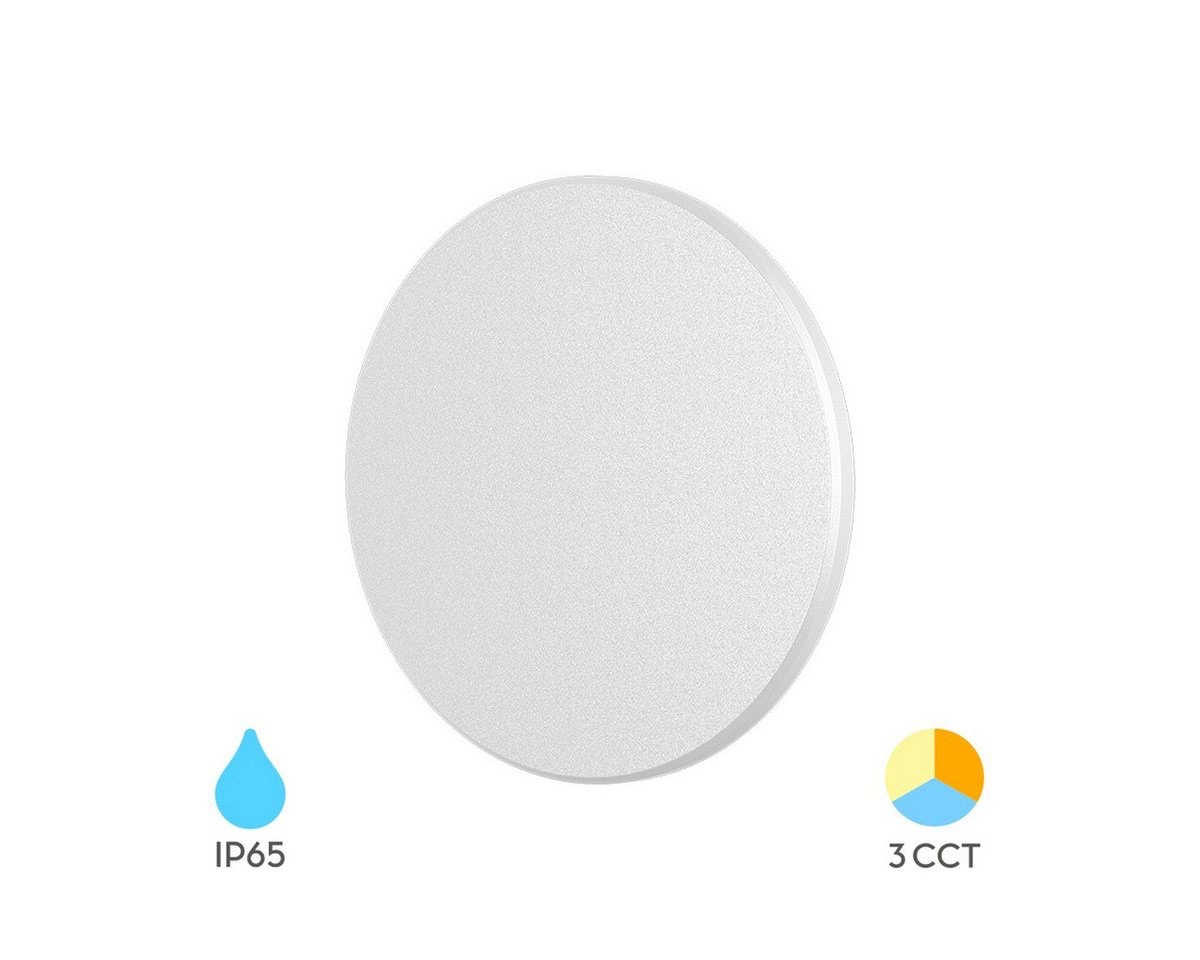 Braytron LED Wandleuchte Designer Wandlicht indirekte Beleuchtung 8W klein Ø12cm, LED fest integriert, Neutralweiß, Kaltweiß, Warmweiß, Energieeffizient, Flimmerfrei, Langlebig, Spritzwassergeschützt, 3CCT