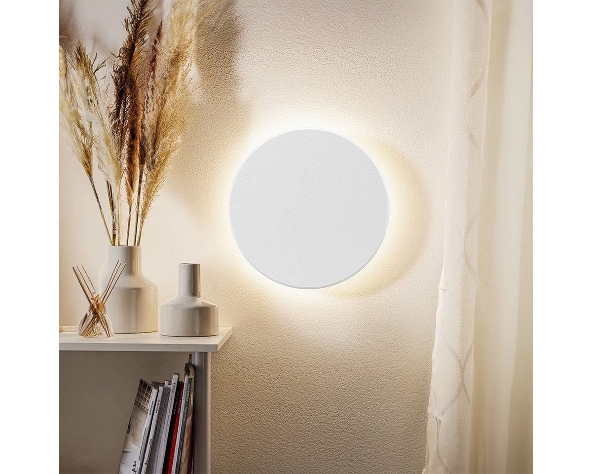 Braytron LED Wandleuchte Designer Wandlicht indirekte Beleuchtung 8W klein Ø12cm, LED fest integriert, Neutralweiß, Kaltweiß, Warmweiß, Energieeffizient, Flimmerfrei, Langlebig, Spritzwassergeschützt, 3CCT Bild 3