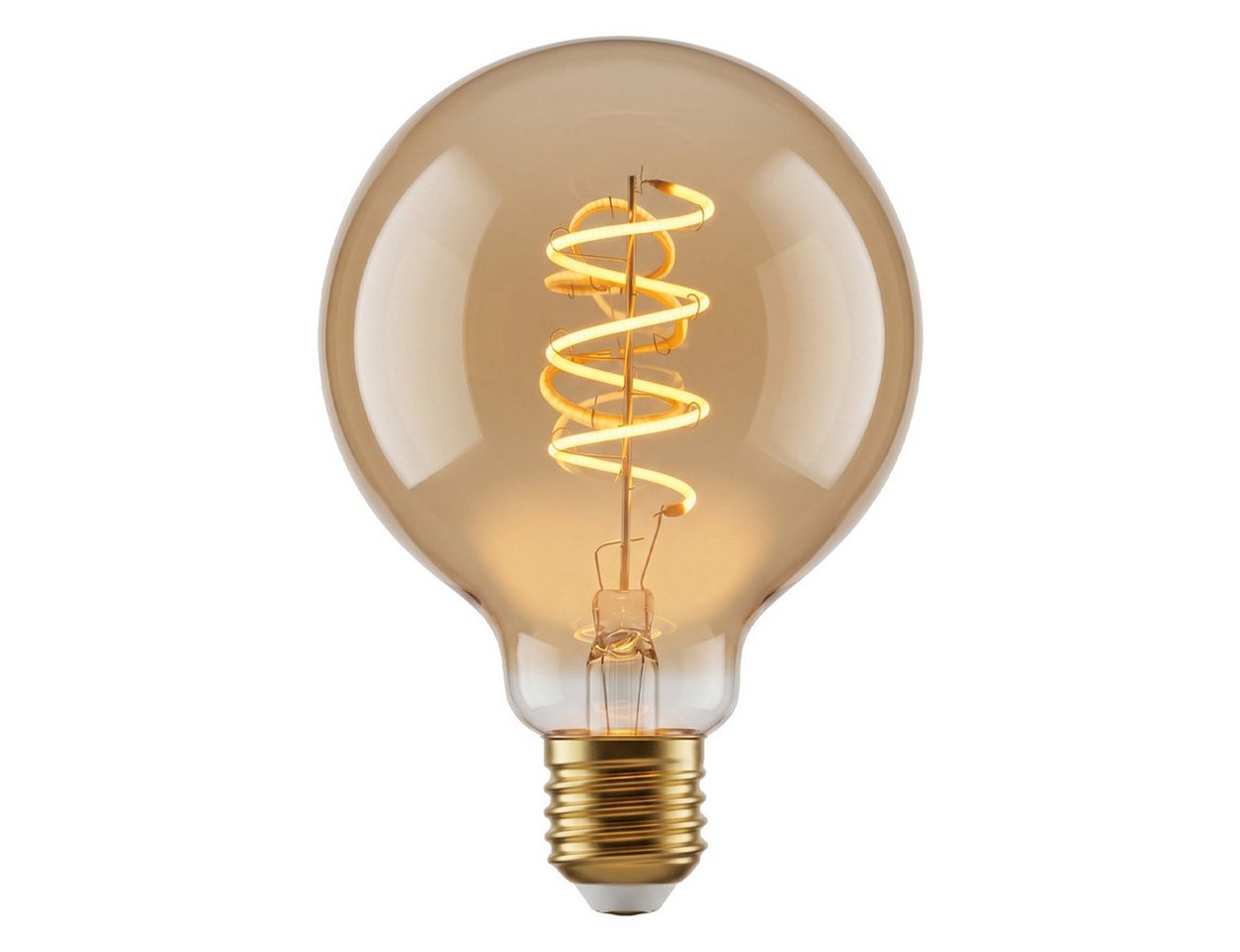 hofstein LED-Leuchtmittel 5er Set Glühbirne Extra Warmweiß dimmbar 6 Watt, E27, 2200 Kelvin, 320 Lumen, Globe Vintage, Filament Spirale, Amber Bild 2