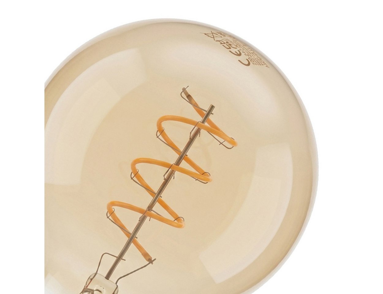 hofstein LED-Leuchtmittel 5er Set Glühbirne Extra Warmweiß dimmbar 6 Watt, E27, 2200 Kelvin, 320 Lumen, Globe Vintage, Filament Spirale, Amber Bild 4