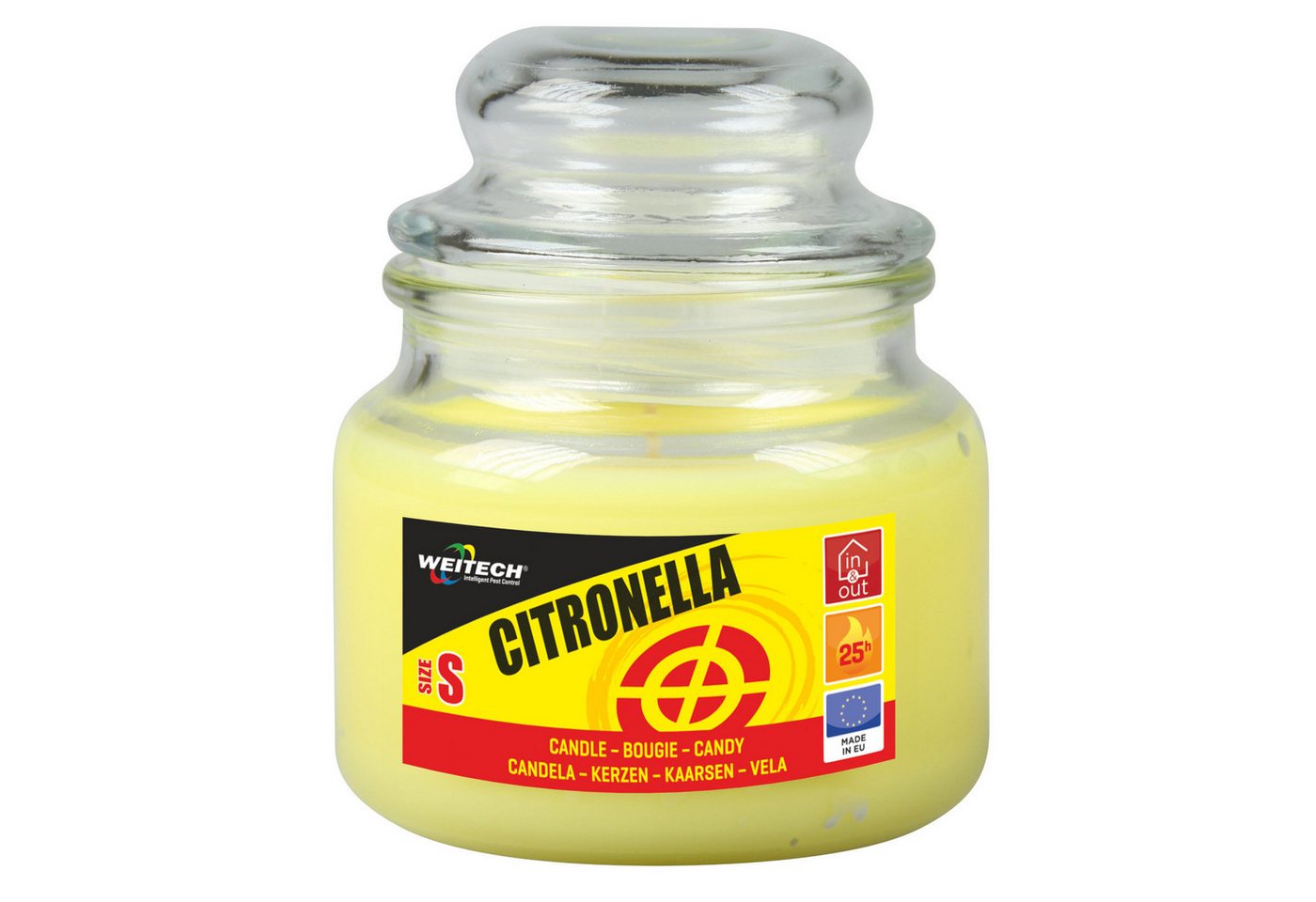 WEITECH Outdoorkerze Zitronella Kerze, 90 g für 25 Stunden, zur Abwehr von Mücken