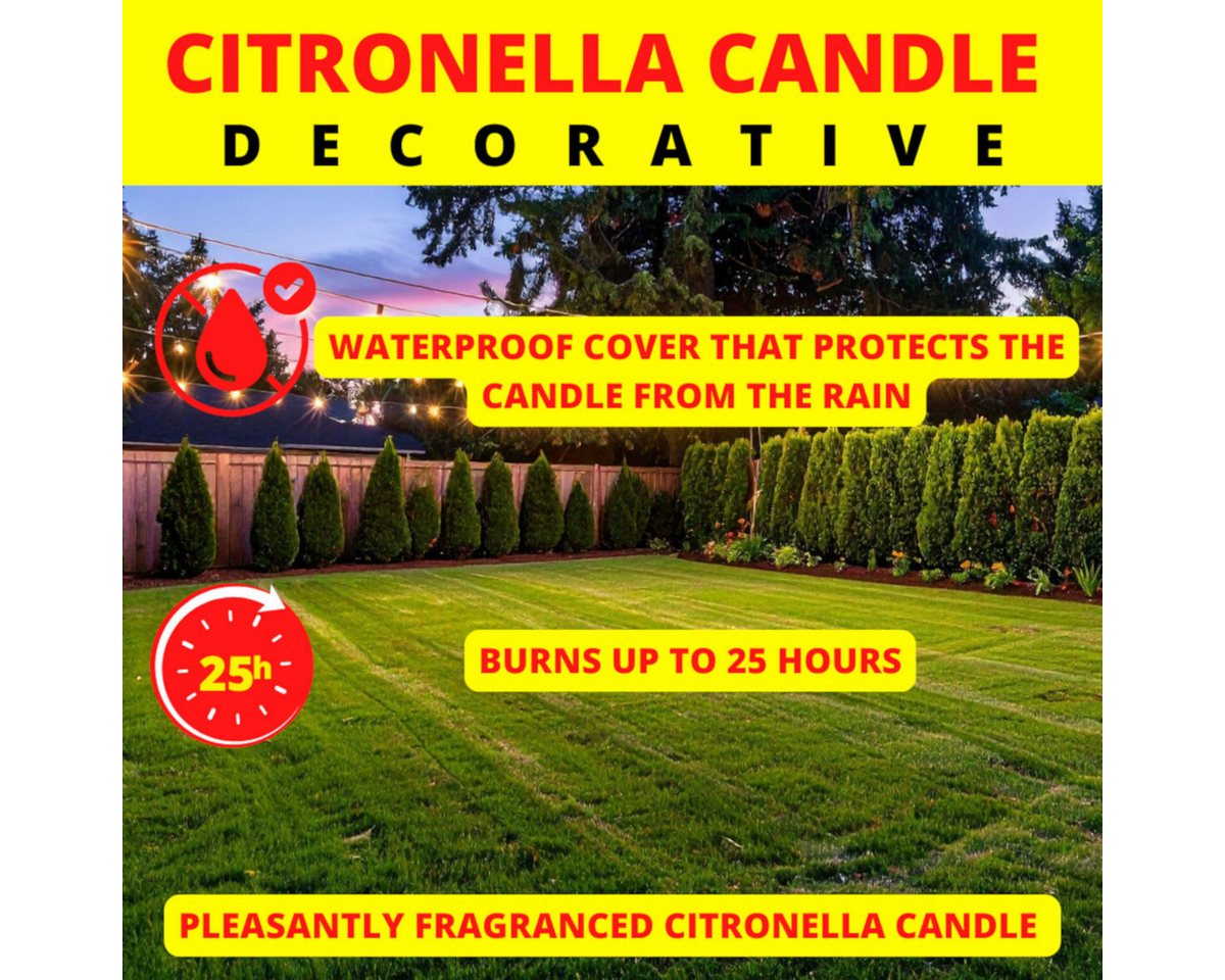 WEITECH Outdoorkerze Zitronella Kerze, 90 g für 25 Stunden, zur Abwehr von Mücken Bild 2