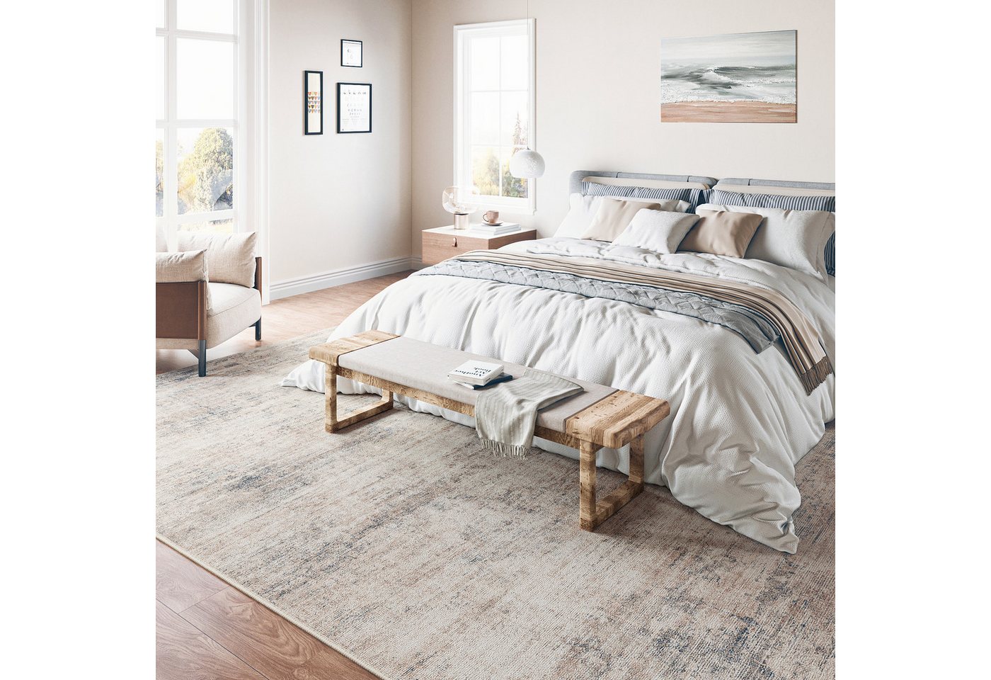 PURECOZY Teppich Kurzflor, modern abstrakt im Scandi-Look, rutschfest, weich, kuschelig, Rechteckig, Höhe: 5 mm, 160x230, 200x300, 300x400 cm, geeignet für verschiedene Innenräume