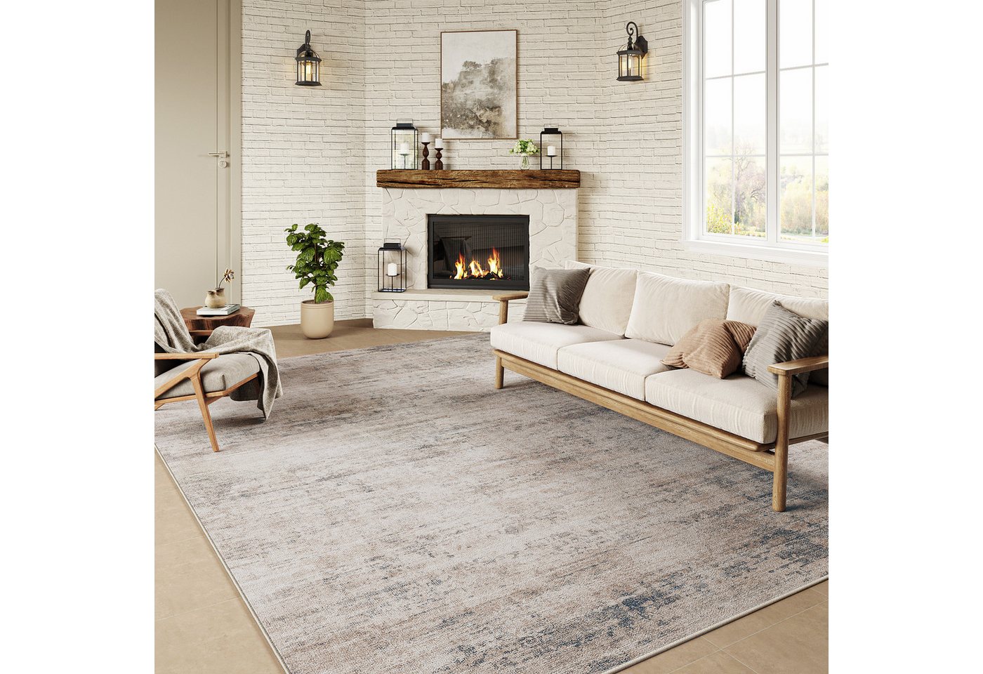 PURECOZY Teppich Kurzflor, modern abstrakt im Scandi-Look, rutschfest, weich, kuschelig, Rechteckig, Höhe: 5 mm, 160x230, 200x300, 300x400 cm, geeignet für verschiedene Innenräume Bild 2