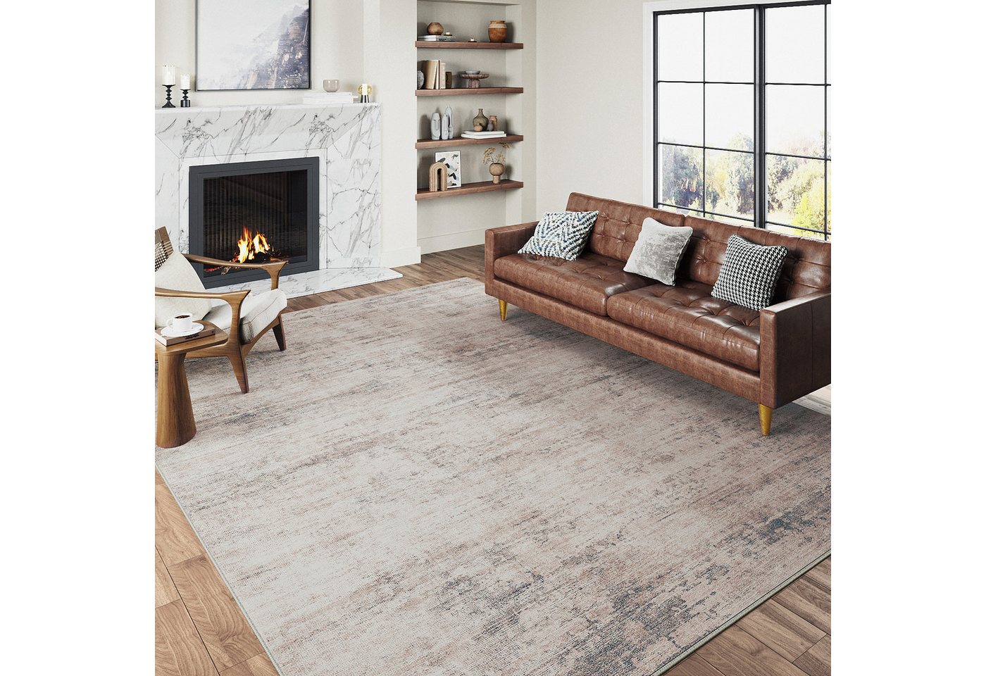 PURECOZY Teppich Kurzflor, modern abstrakt im Scandi-Look, rutschfest, weich, kuschelig, Rechteckig, Höhe: 5 mm, 160x230, 200x300, 300x400 cm, geeignet für verschiedene Innenräume Bild 3