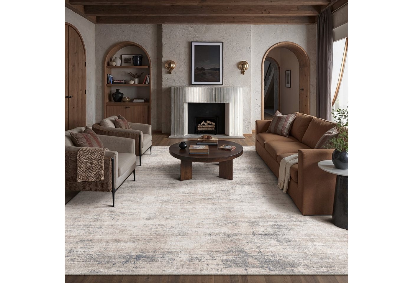 PURECOZY Teppich Kurzflor, modern abstrakt im Scandi-Look, rutschfest, weich, kuschelig, Rechteckig, Höhe: 5 mm, 160x230, 200x300, 300x400 cm, geeignet für verschiedene Innenräume Bild 4