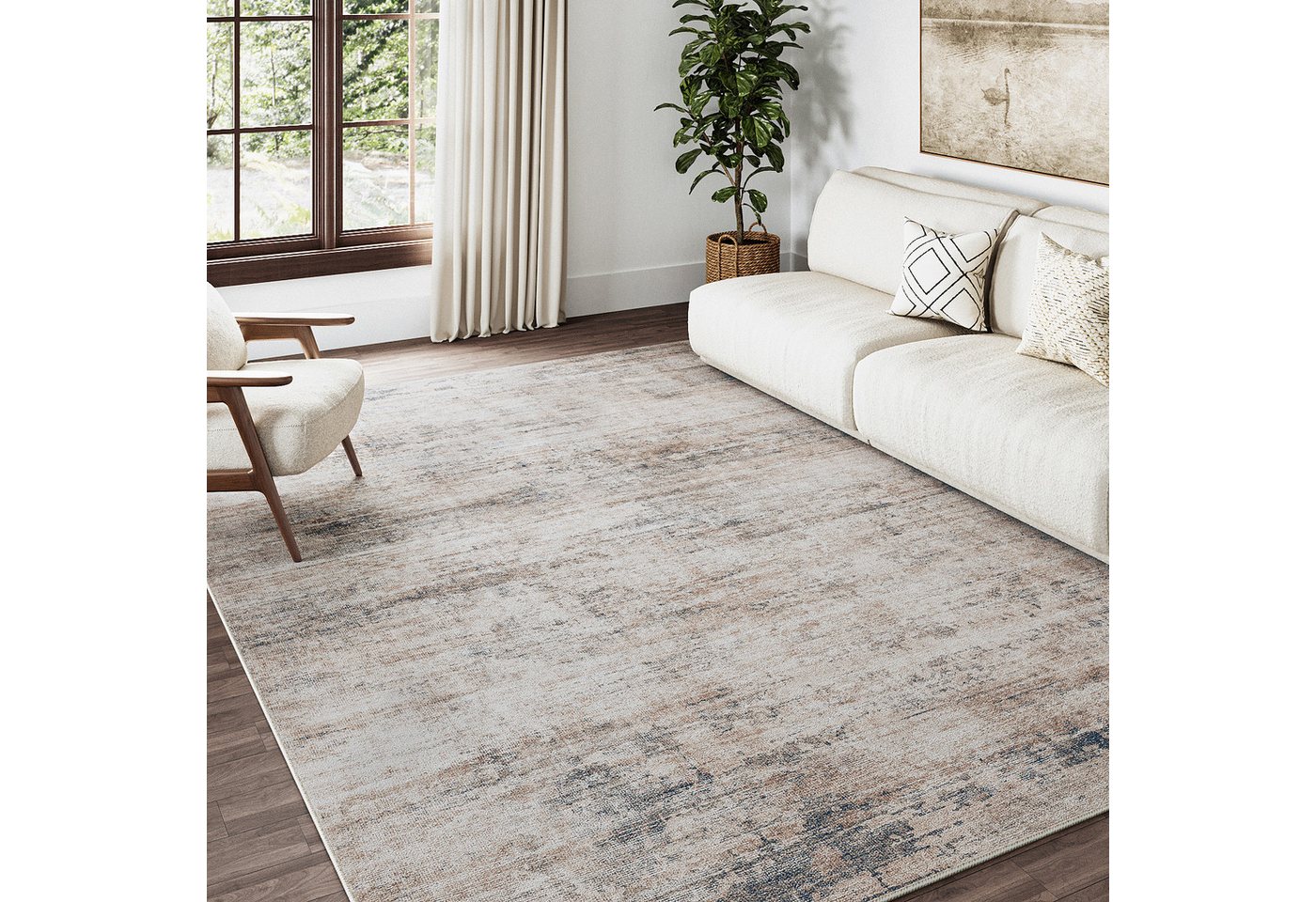 PURECOZY Teppich Kurzflor, modern abstrakt im Scandi-Look, rutschfest, weich, kuschelig, Rechteckig, Höhe: 5 mm, 160x230, 200x300, 300x400 cm, geeignet für verschiedene Innenräume Bild 5