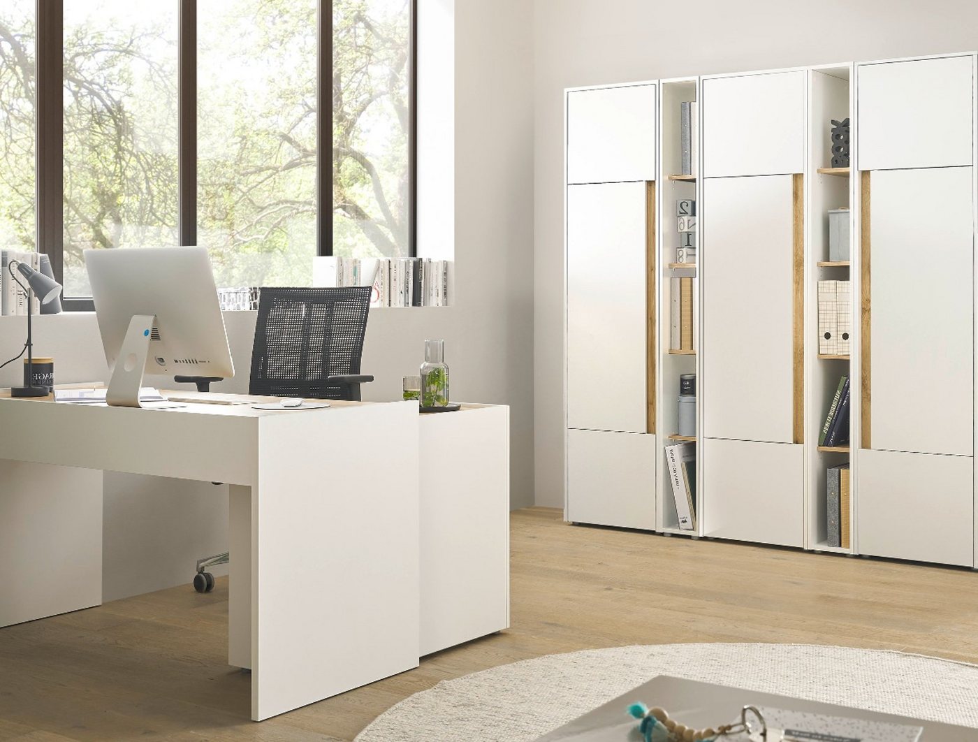 Furn.Design Aktenschrank Center (Büroschrank in weiß mit Wotan Eiche, 190 x 200 cm) 25 Fächer Bild 4