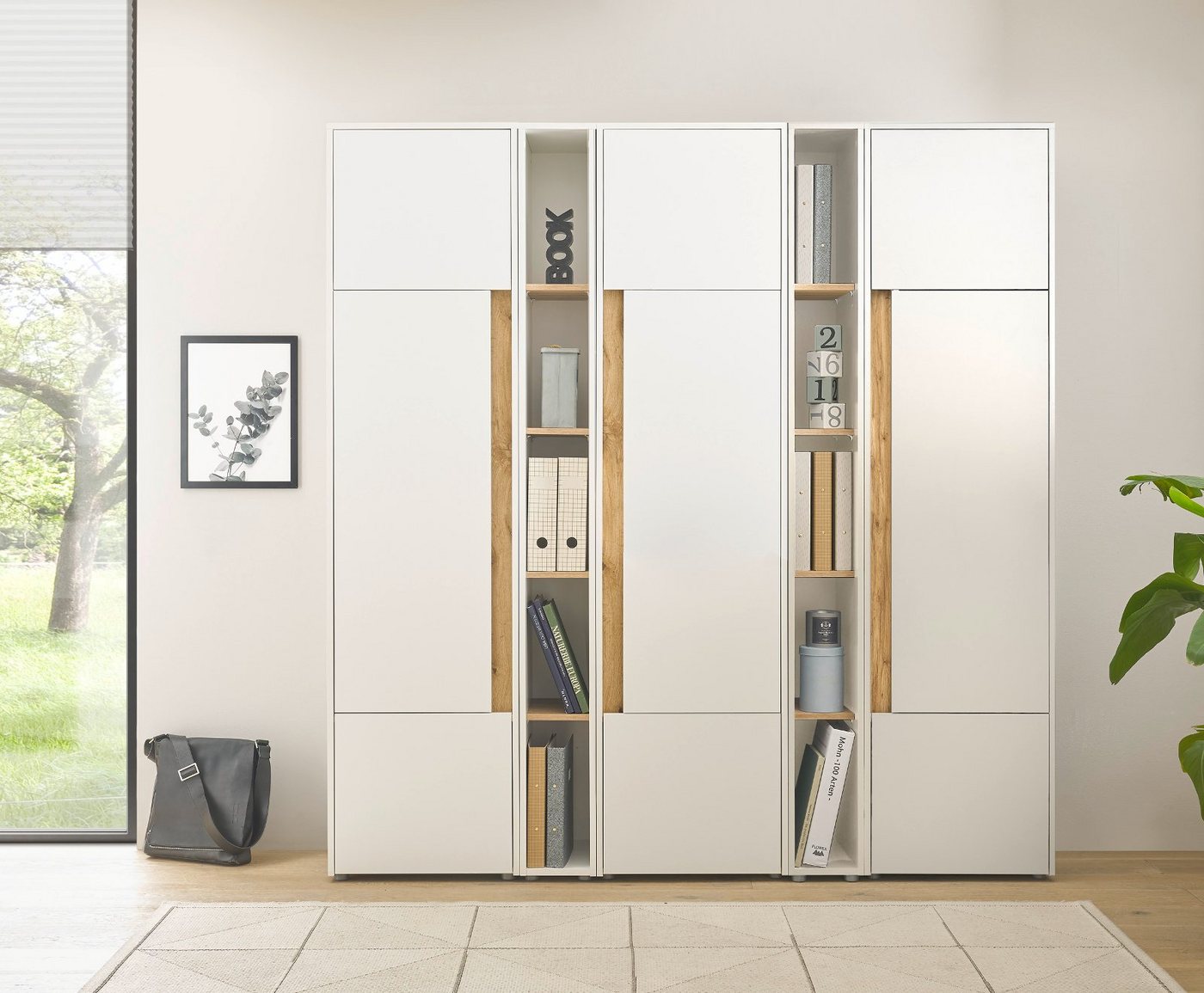 Furn.Design Aktenschrank Center (Büroschrank in weiß mit Wotan Eiche, 190 x 200 cm) 25 Fächer Bild 5