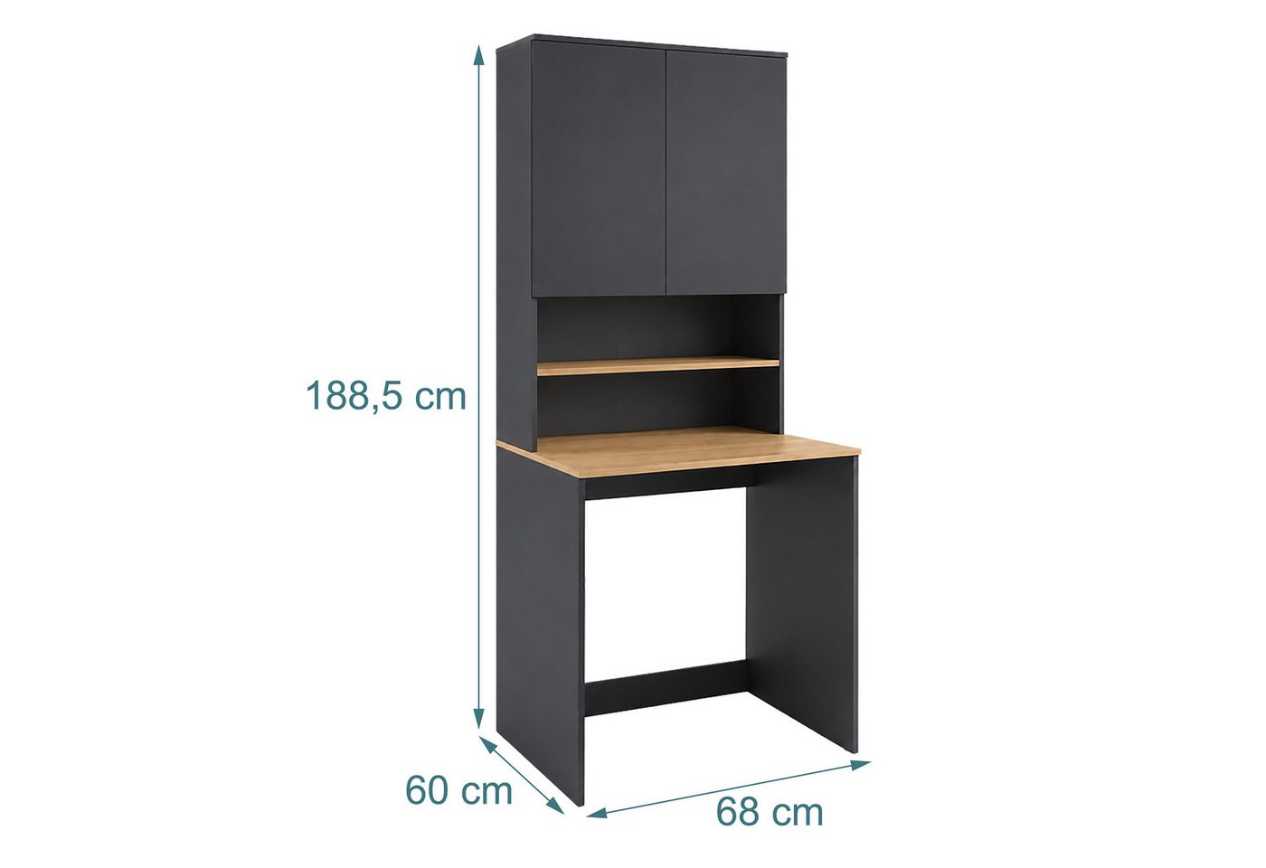 relaxdays Waschmaschinenumbauschrank Waschmaschinenschrank mit 2 Türen Anthrazit Bild 5