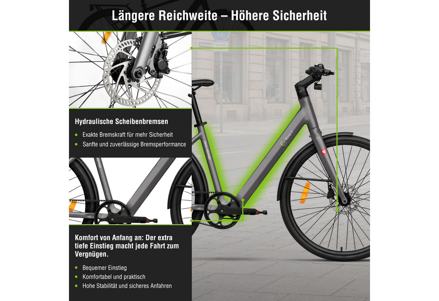 SachsenRAD E-Bike Cityrad C3V Roma II mit intelligenter Unterstützungsstufe, ohne Schaltung, Heckmotor, 360 Wh, nur 16KG ohne Gepäckträger und Schutzblech Bild 3
