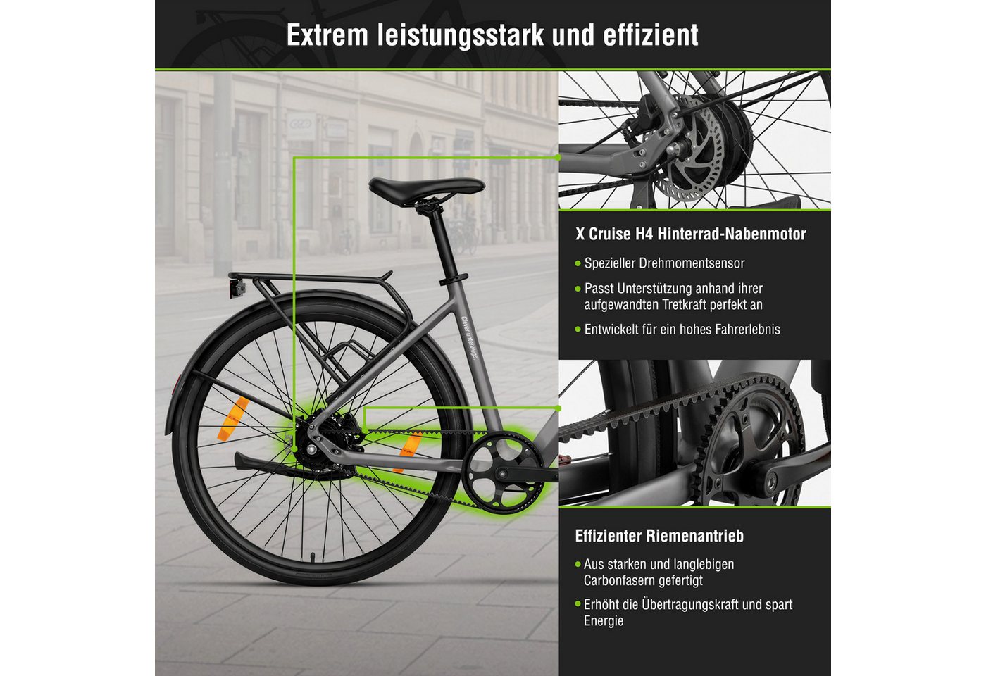 SachsenRAD E-Bike Cityrad C3V Roma II mit intelligenter Unterstützungsstufe, ohne Schaltung, Heckmotor, 360 Wh, nur 16KG ohne Gepäckträger und Schutzblech Bild 5