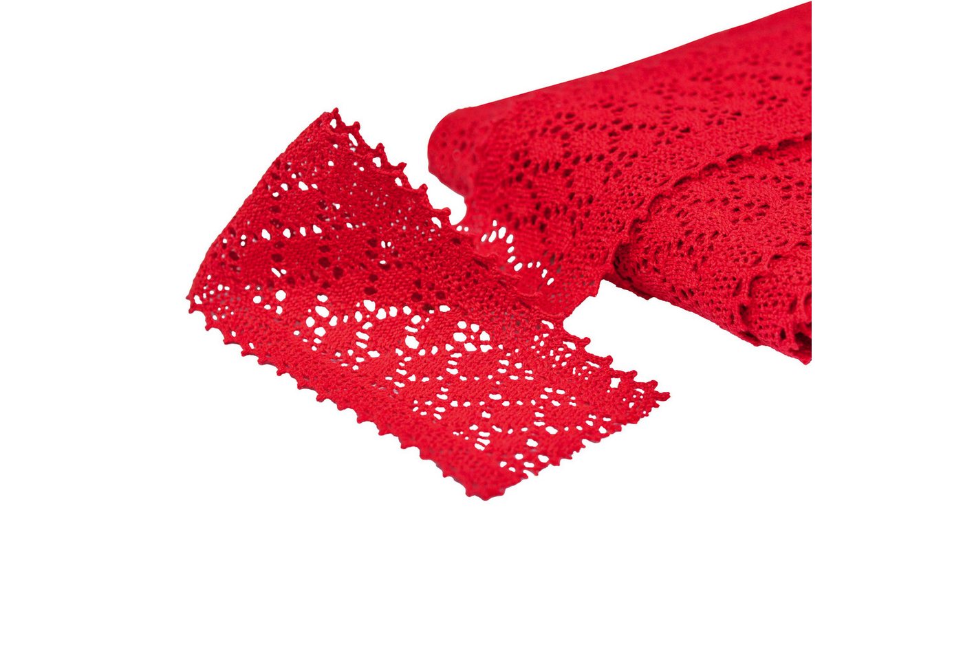maDDma Spitzenband 1m / Meterware Klöppelspitze aus Baumwolle, Breite 63mm, rot Bild 2