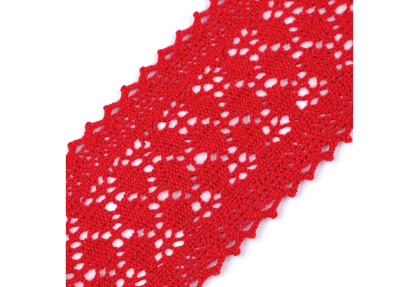 maDDma Spitzenband 1m / Meterware Klöppelspitze aus Baumwolle, Breite 63mm, rot Bild 4