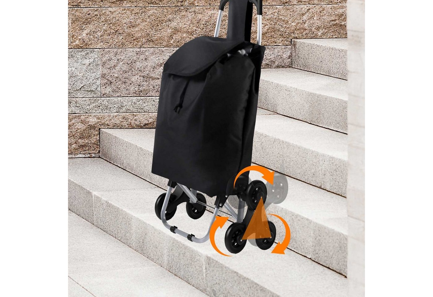 HAC24 Einkaufstrolley Einkaufstrolley Treppensteiger Klappbarer Einkaufswagen Einkaufstasche, Schwarz Bild 4