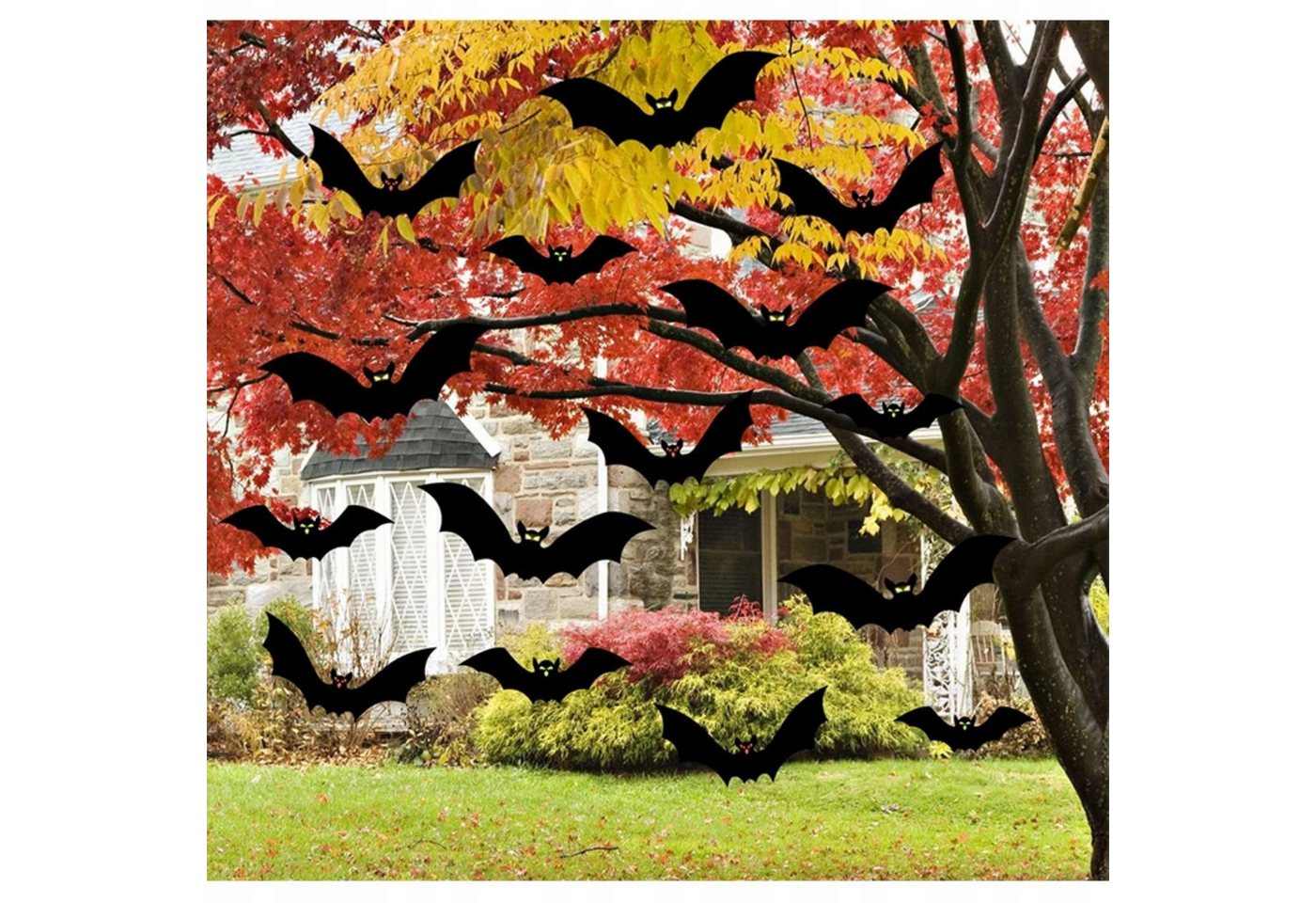 Festivalartikel Girlande Halloween Girlande mit 15 Fledermäusen, reflektierende Aufkleber Bild 2