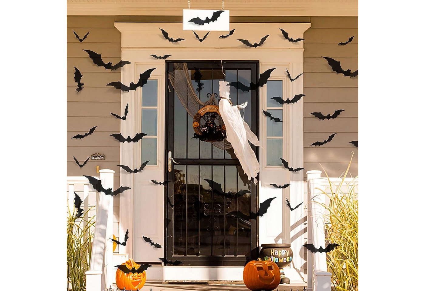 Festivalartikel Girlande Halloween Girlande mit 15 Fledermäusen, reflektierende Aufkleber Bild 3