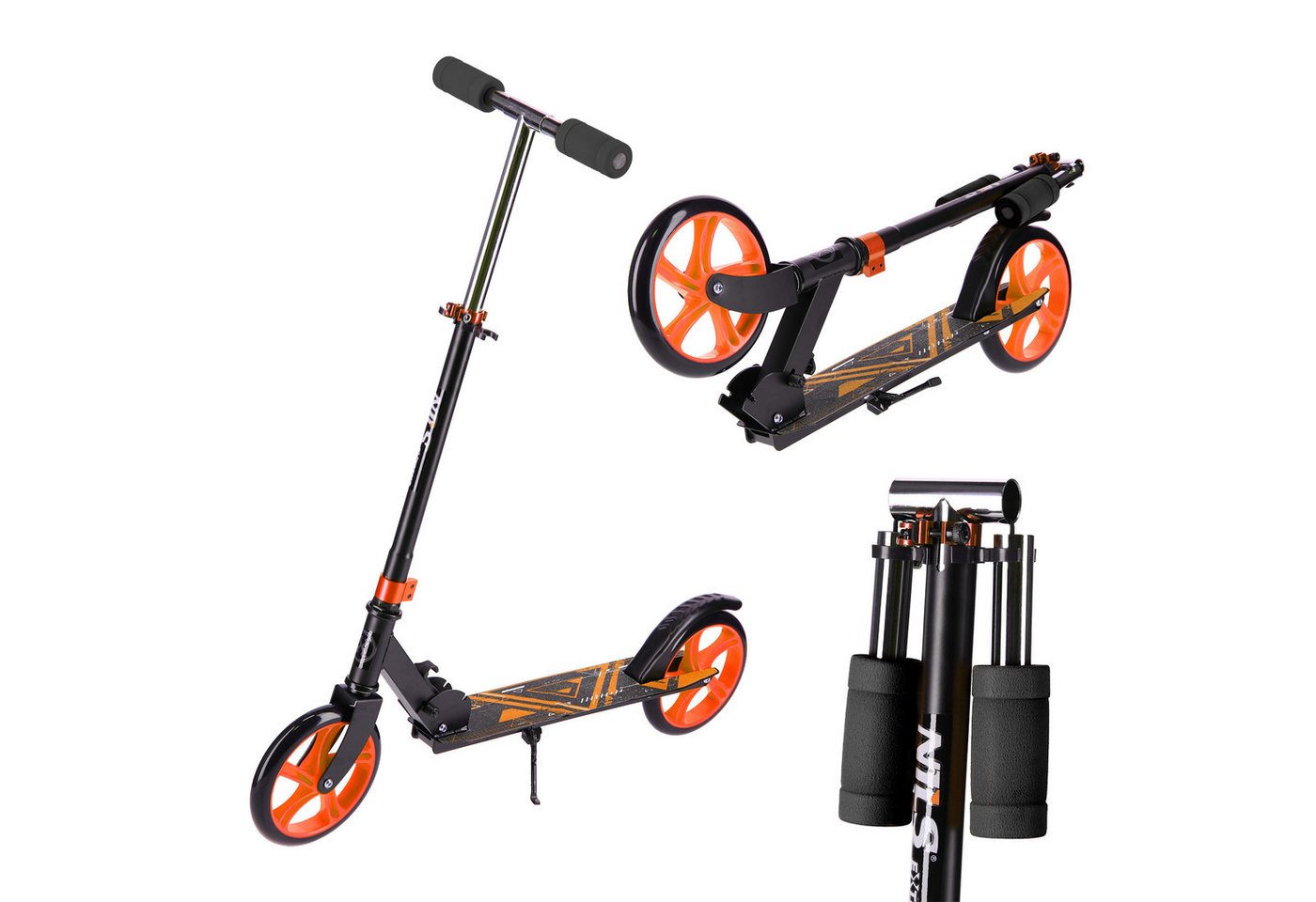NILS EXTREME Tretroller Cityroller extra große Reifen Scooter Roller Orange, klappbar, robust, angenehme Größe, verstellbarer Lenker Bild 2