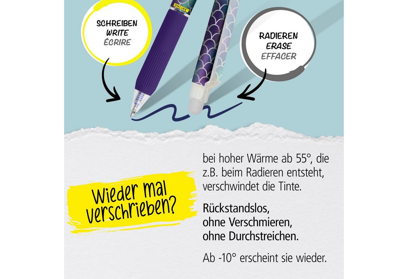 Online Pen Tintenroller magiXX Mine, (3x radierbare Ersatzminen rot für Gelschreiber), Nachfüll-Minen kompatibel mit Pilot Frixion, magiXX Gelstift