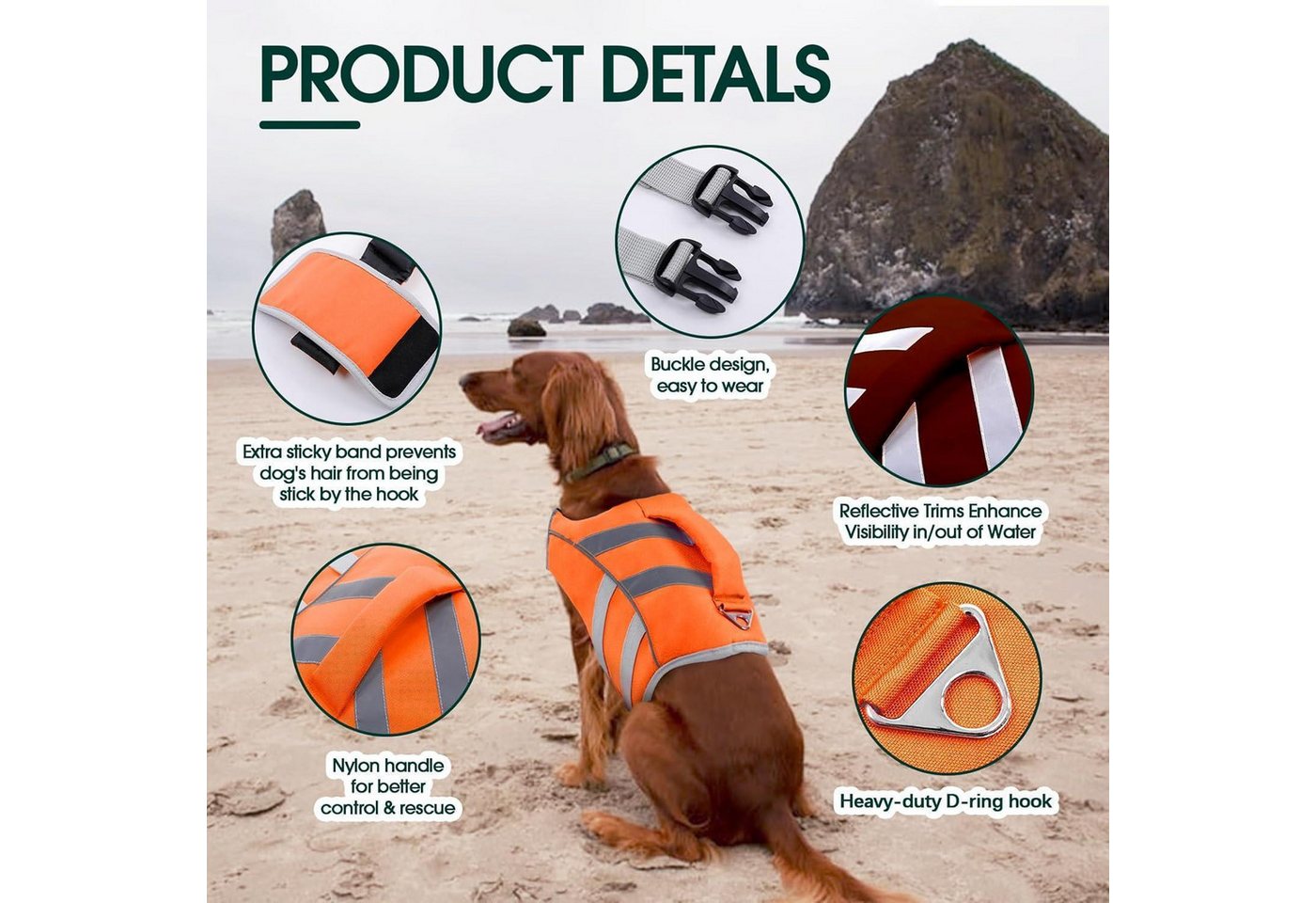 LuxusKollektion Schwimmweste Schwimmweste Hund Auftrieb Sicherheit klein mittel groß L Orange Bild 2