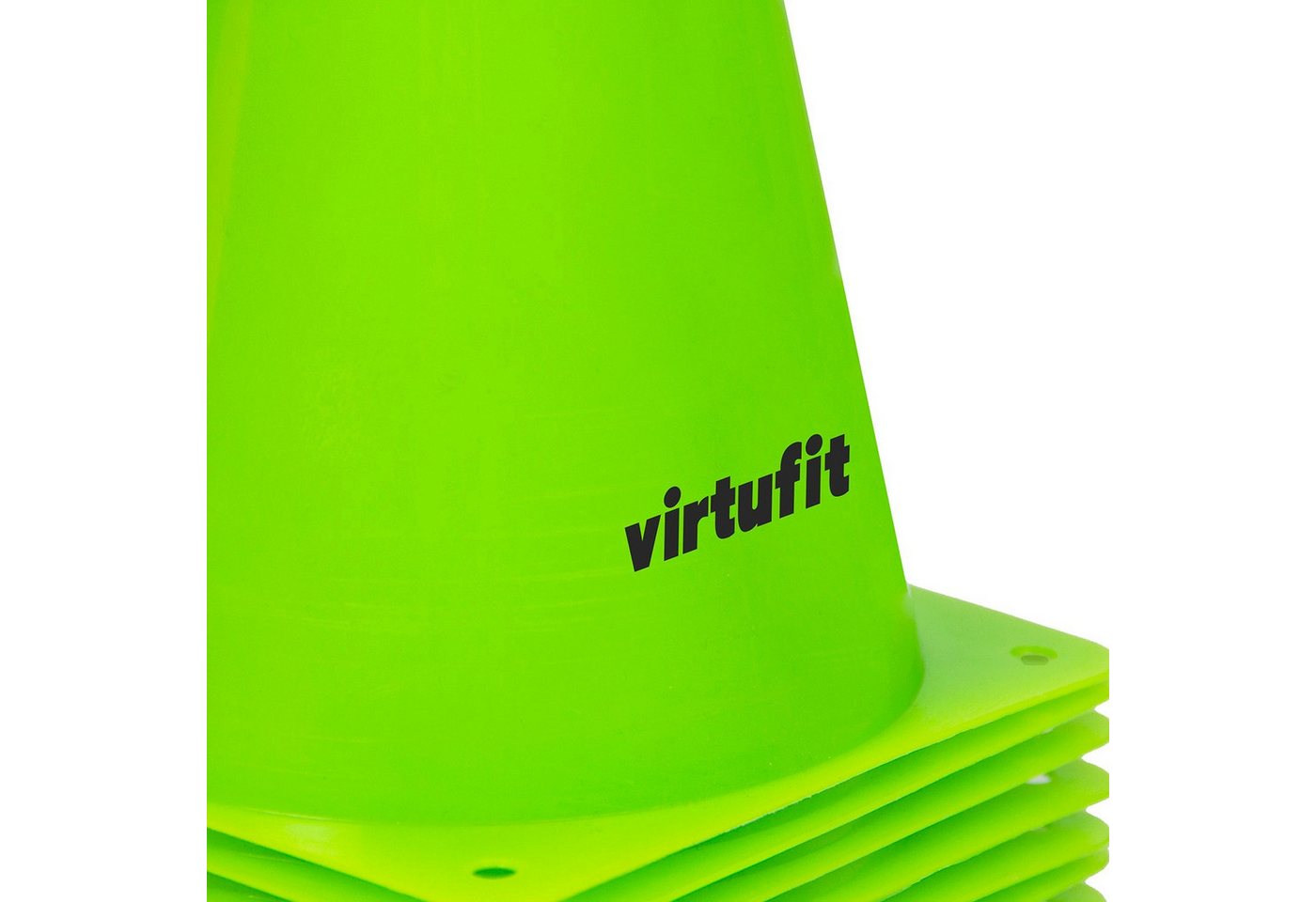 VirtuFit Markierungshütchen VirtuFit Markierungskegel Set 23 cm 12 Stück aus PE Kunststoff Grün Bild 3