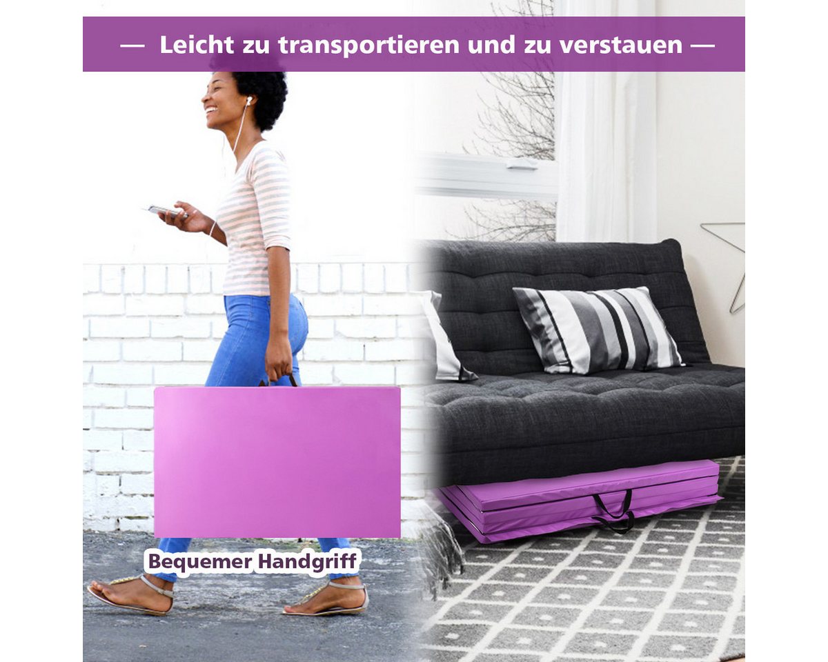 COSTWAY Gymnastikmatte, 240 x 120 x 5 cm Yogamatte klappbar