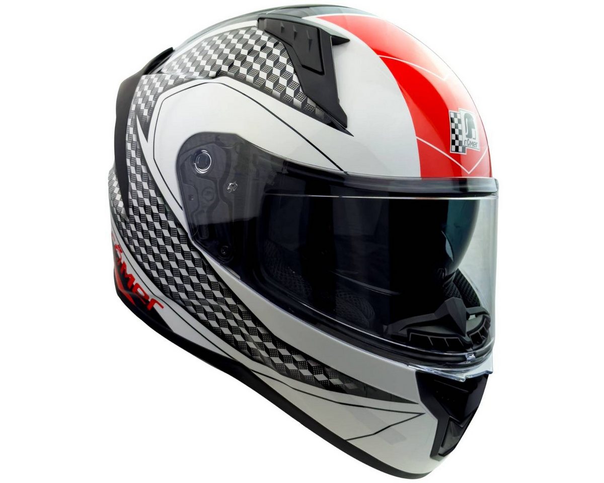 RÖMER HELME Motorradhelm RO202216 – Integralhelm, Sonnenvisier, weiss-rot, Belüftung & Komfort Bild 3