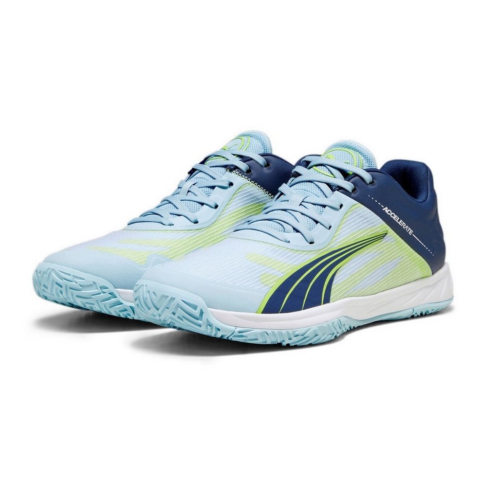 PUMA Hallen-Indoorschuhe Accelerate Turbo dunkelblau/hellblau/grün Herren Badmintonschuh Bild 2