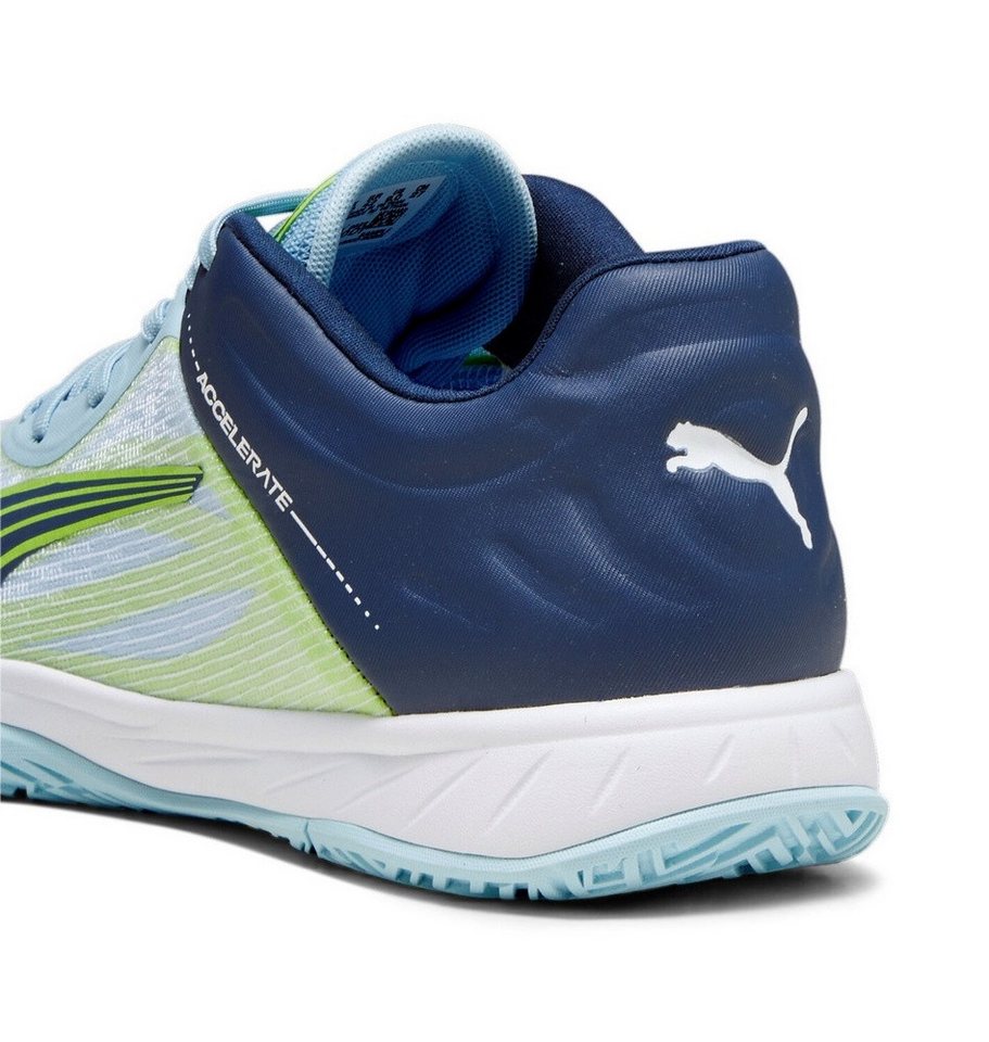 PUMA Hallen-Indoorschuhe Accelerate Turbo dunkelblau/hellblau/grün Herren Badmintonschuh Bild 4