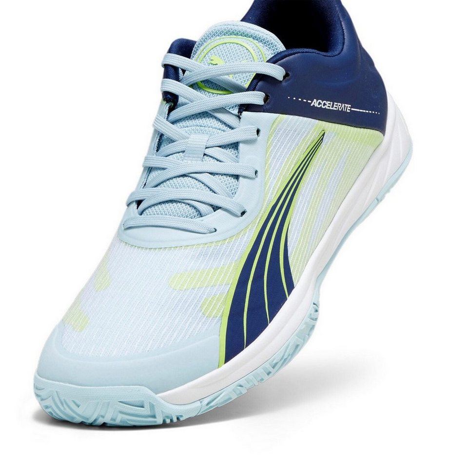 PUMA Hallen-Indoorschuhe Accelerate Turbo dunkelblau/hellblau/grün Herren Badmintonschuh Bild 5