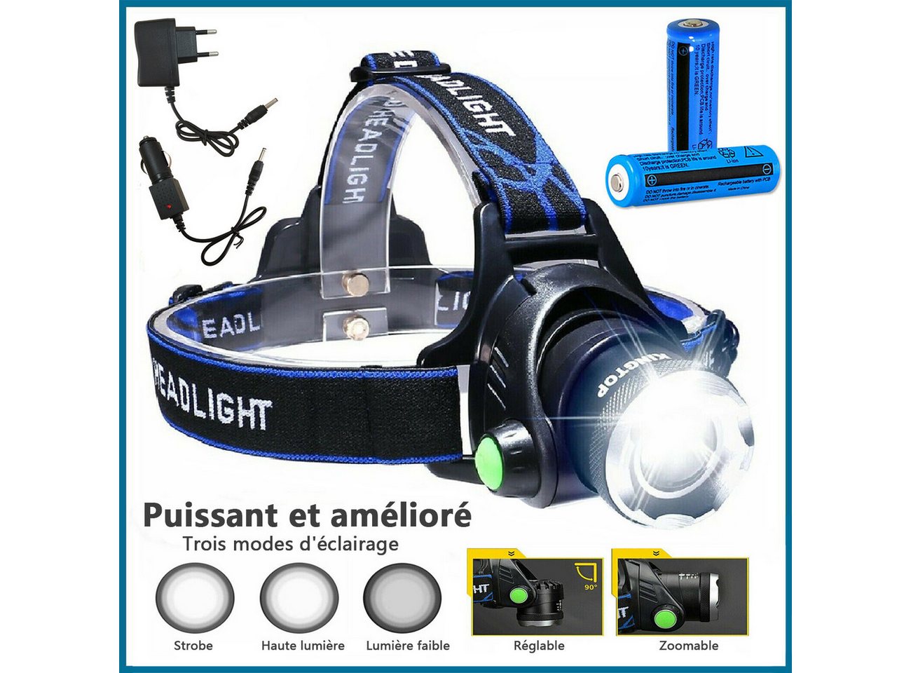 wohnTRAUM24 LED Stirnlampe LED Stirnlampe Zoom 3 Lichtmodi für Camping, Wandern & Notfälle, LED Stirnlampe Kopflampe 3 Modis für Outdoor-Aktivitäten