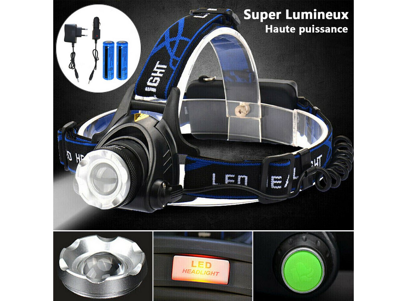 wohnTRAUM24 LED Stirnlampe LED Stirnlampe Zoom 3 Lichtmodi für Camping, Wandern & Notfälle, LED Stirnlampe Kopflampe 3 Modis für Outdoor-Aktivitäten Bild 2