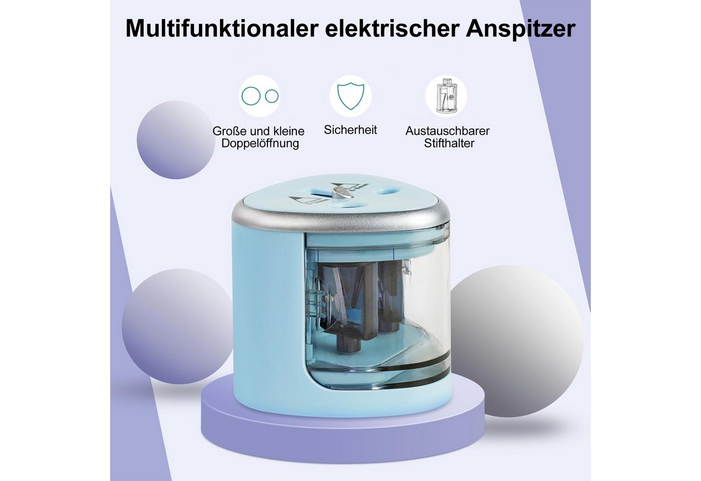 Senmudi Anspitzer Anspitzer Doppelspitzer, Doppelloch-Batteriespitzer für 6-12mm, No.2/Buntstifte,schnellen Anspitzen,geeignet für Schule Klassenzimmer Bild 2