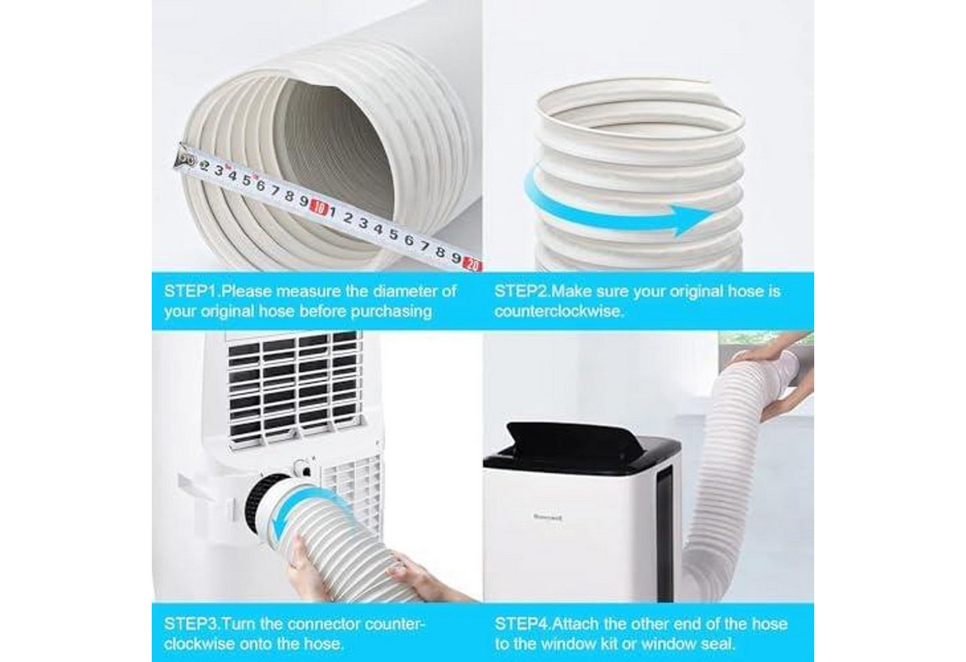 FELIXLEO Staubsaugerzubehörtasche Abluftschlauch Klimageraet 200cm mit Adapter 130mm Klimaanlage (3-tlg) Bild 2