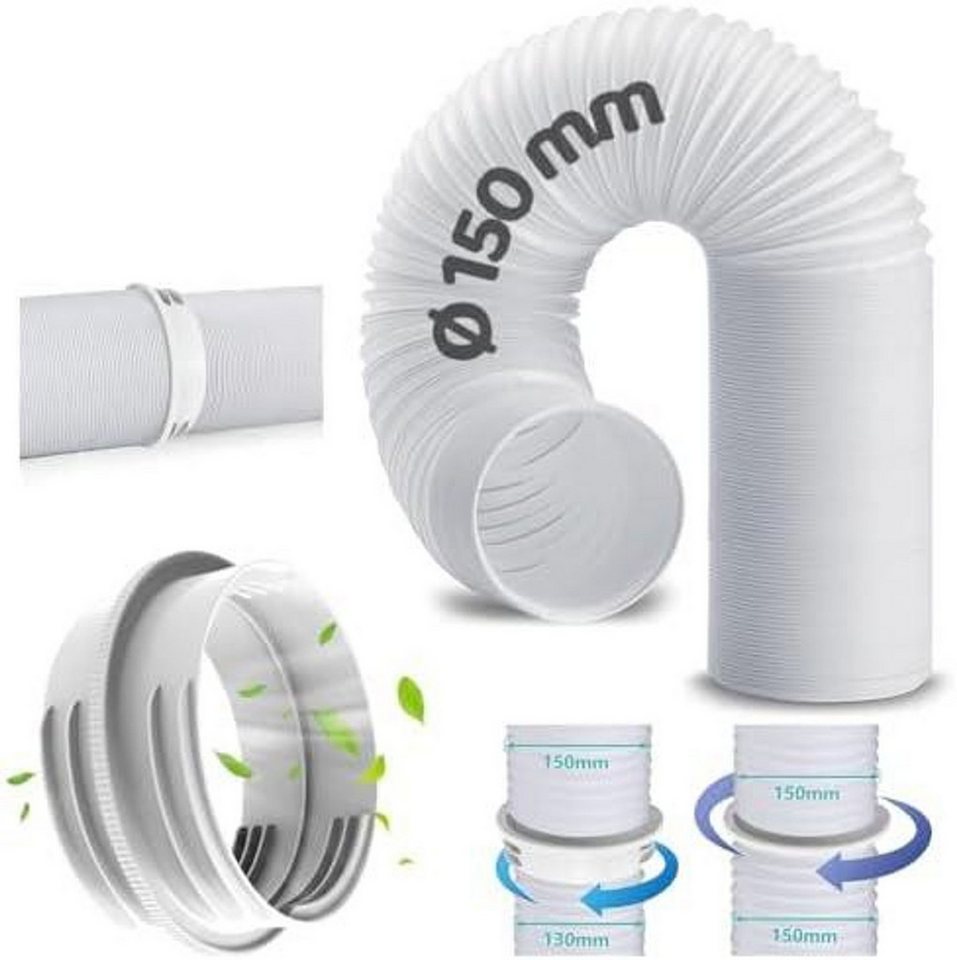 FELIXLEO Staubsaugerzubehörtasche Abluftschlauch Klimageraet 200cm mit Adapter 130mm Klimaanlage (3-tlg) Bild 5
